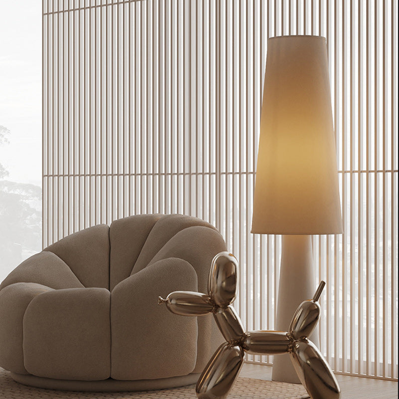Contemporary Scandinavian Cylinder Iron Fabric 1-Light Standing Floor Lamp For Living Room