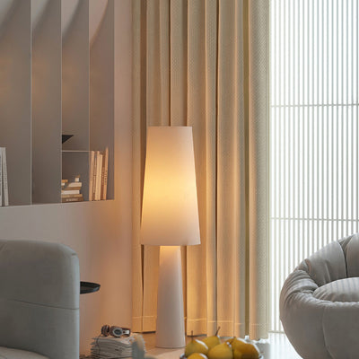 Contemporary Scandinavian Cylinder Iron Fabric 1-Light Standing Floor Lamp For Living Room