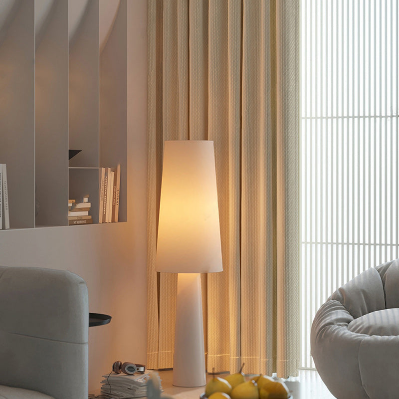 Contemporary Scandinavian Cylinder Iron Fabric 1-Light Standing Floor Lamp For Living Room