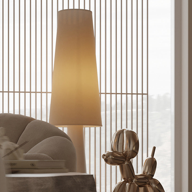 Contemporary Scandinavian Cylinder Iron Fabric 1-Light Standing Floor Lamp For Living Room