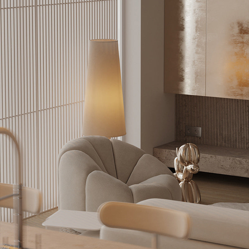 Contemporary Scandinavian Cylinder Iron Fabric 1-Light Standing Floor Lamp For Living Room