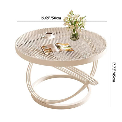 Contemporary Creative Round Iron Glass Coffee Table 1-Tier For Living Room