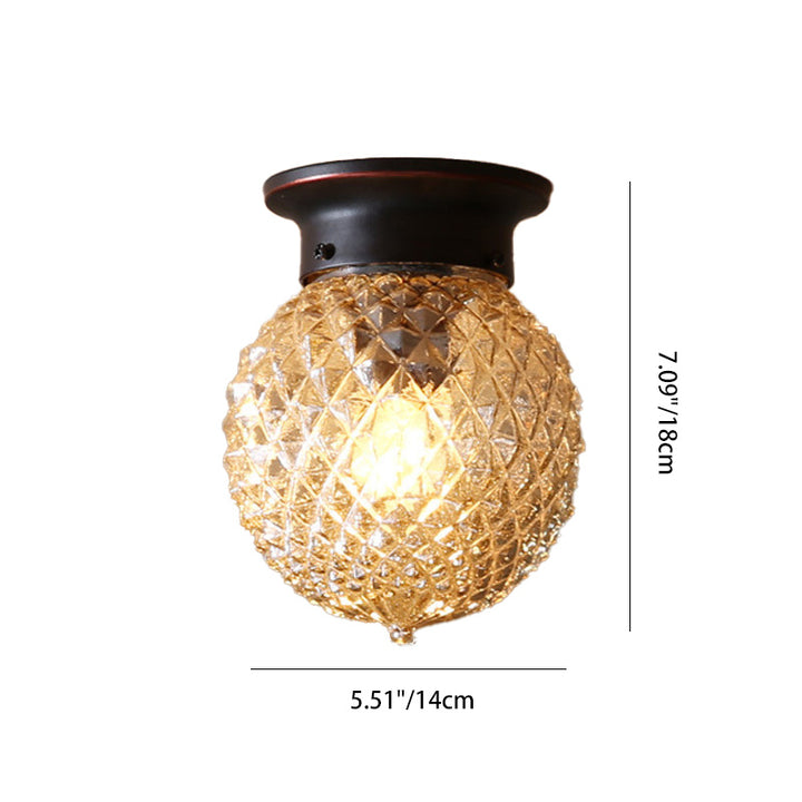 Plafonnier semi-encastré 1 lumière en verre et fer traditionnel vintage pour salon 