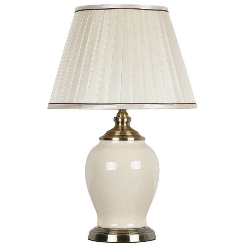 Zeitgenössische Nordische Trommel Keramik Eisen Stoff 1-Licht Tischlampe für Wohnzimmer 