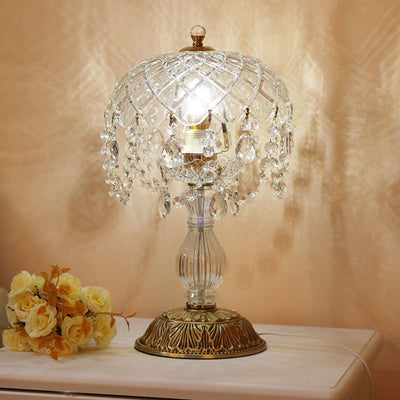 Traditional French Teardrop Copper Glass 1-Light Table Lamp For Living Room