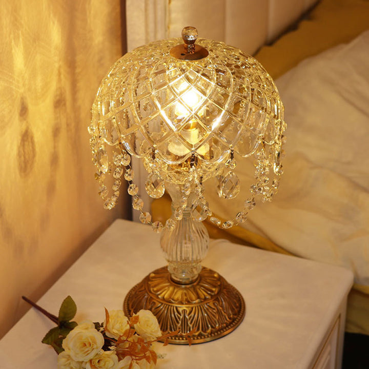 Traditionelle französische Tropfenform-Kupferglas 1-Licht Tischlampe für das Wohnzimmer 