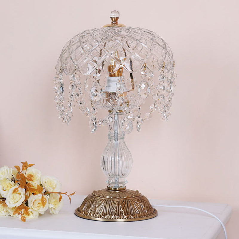 Traditionelle französische Tropfenform-Kupferglas 1-Licht Tischlampe für das Wohnzimmer 