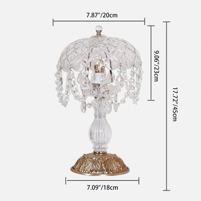 Traditional French Teardrop Copper Glass 1-Light Table Lamp For Living Room