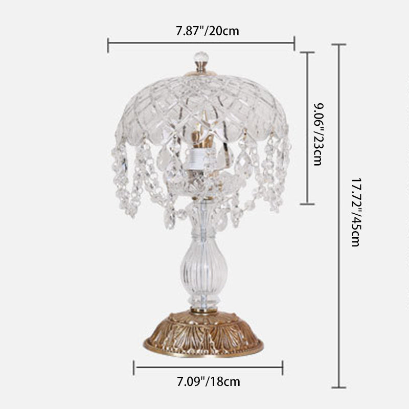 Traditional French Teardrop Copper Glass 1-Light Table Lamp For Living Room