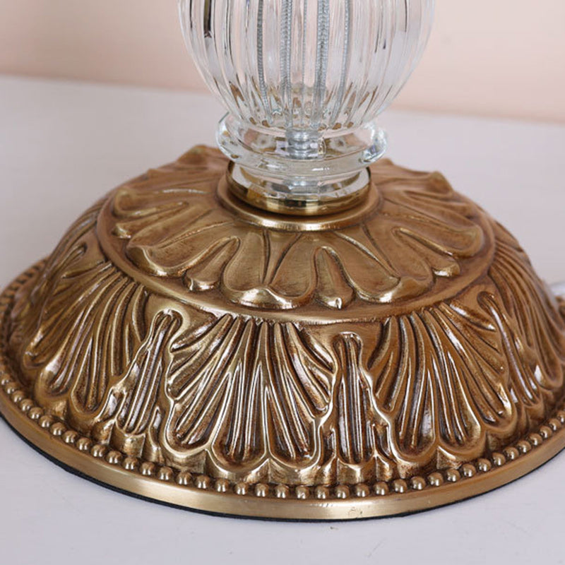 Traditional French Teardrop Copper Glass 1-Light Table Lamp For Living Room