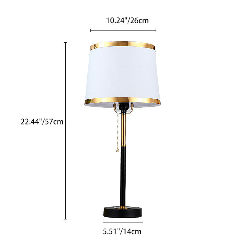 Contemporary Scandinavian Drum Iron Fabric 1-Light Table Lamp For Living Room