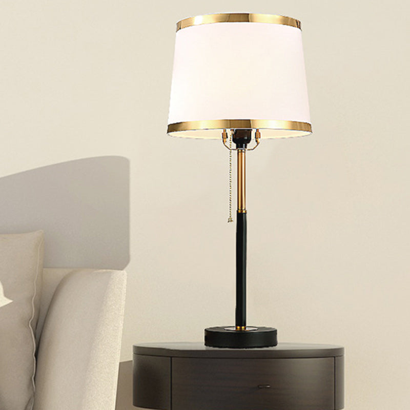 Contemporary Scandinavian Drum Iron Fabric 1-Light Table Lamp For Living Room