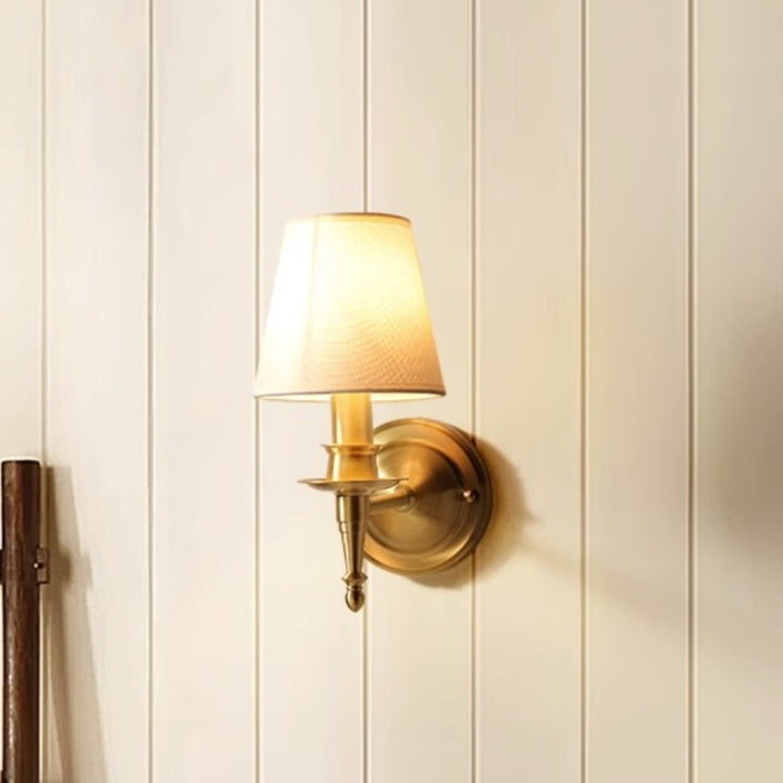Traditionelle Vintage-Trommel-Kupferstoff 1/2-Licht-Wandleuchte für Wohnzimmer 