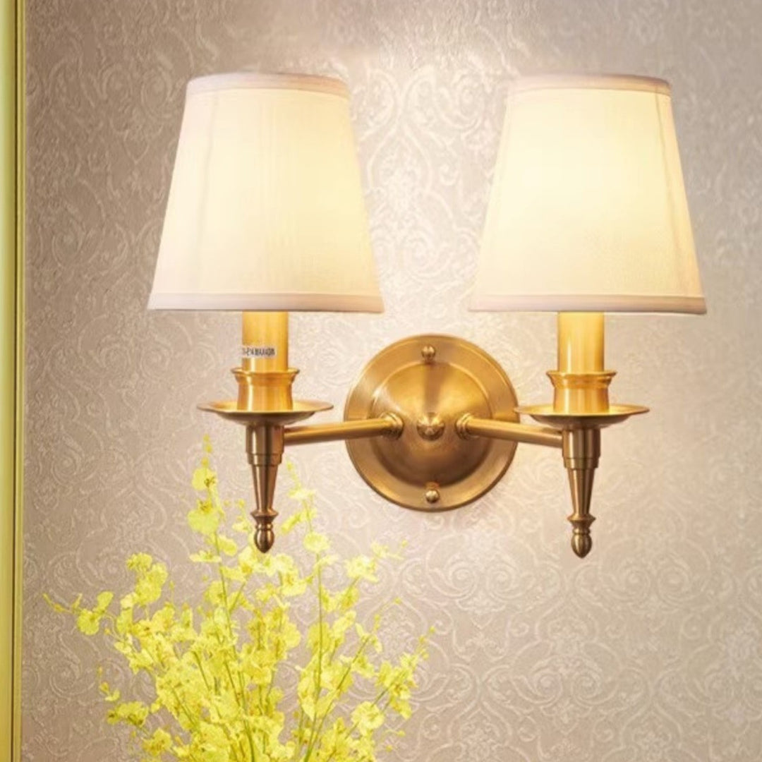 Traditionelle Vintage-Trommel-Kupferstoff 1/2-Licht-Wandleuchte für Wohnzimmer 
