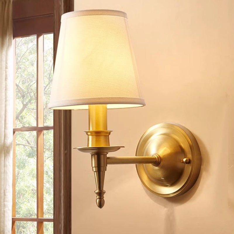 Traditionelle Vintage-Trommel-Kupferstoff 1/2-Licht-Wandleuchte für Wohnzimmer 