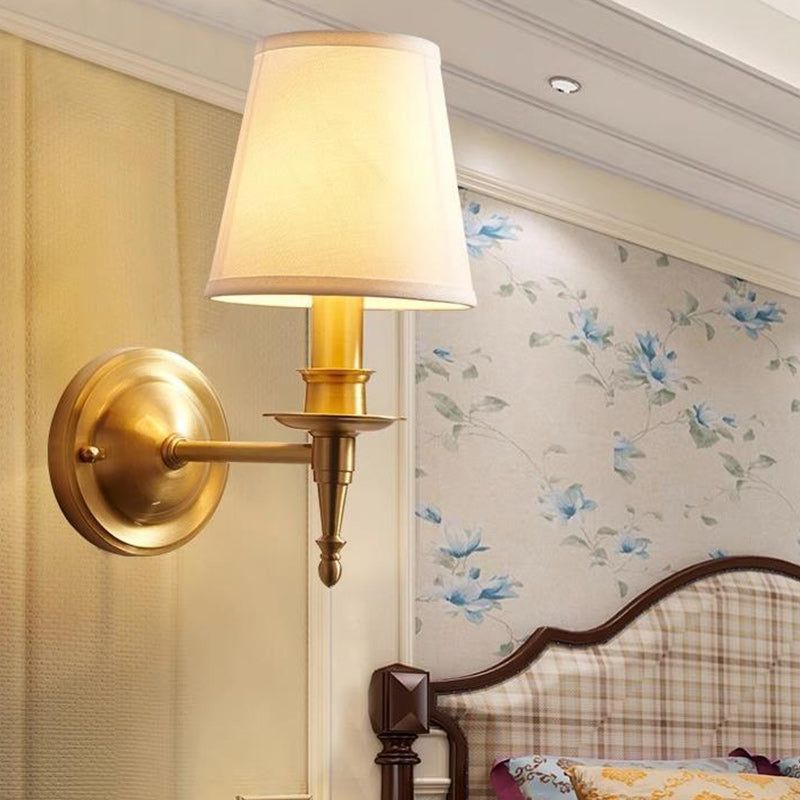 Traditionelle Vintage-Trommel-Kupferstoff 1/2-Licht-Wandleuchte für Wohnzimmer 