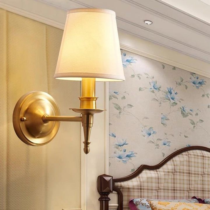 Traditionelle Vintage-Trommel-Kupferstoff 1/2-Licht-Wandleuchte für Wohnzimmer 
