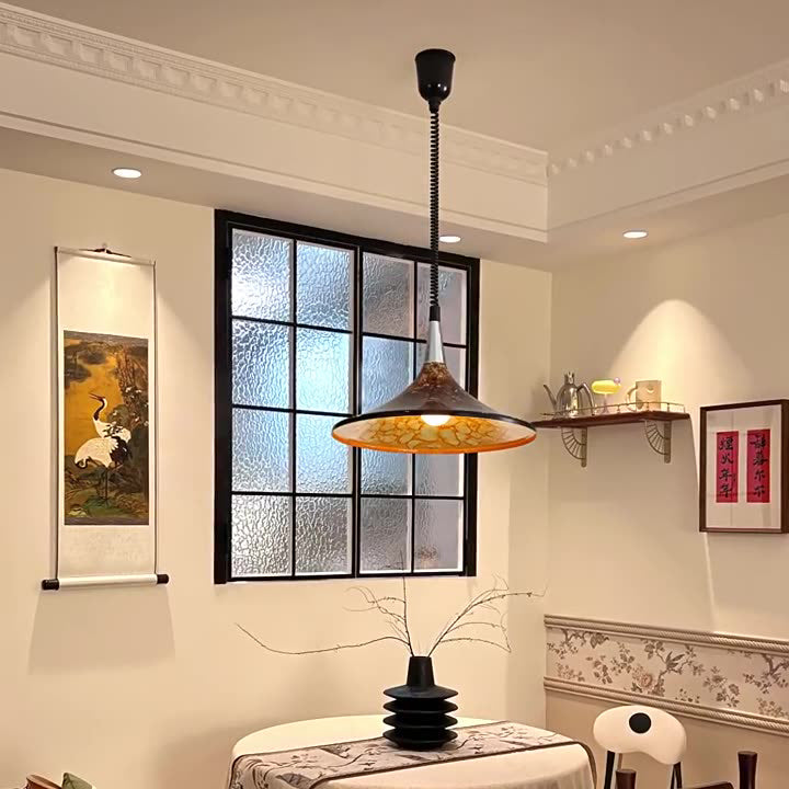 Traditional Vintage Dome Iron Acrylic 1-Light Pendant Light For Living Room
