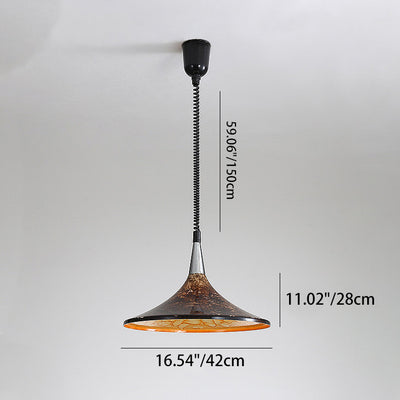 Traditional Vintage Dome Iron Acrylic 1-Light Pendant Light For Living Room