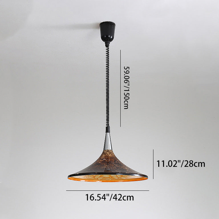 Traditional Vintage Dome Iron Acrylic 1-Light Pendant Light For Living Room
