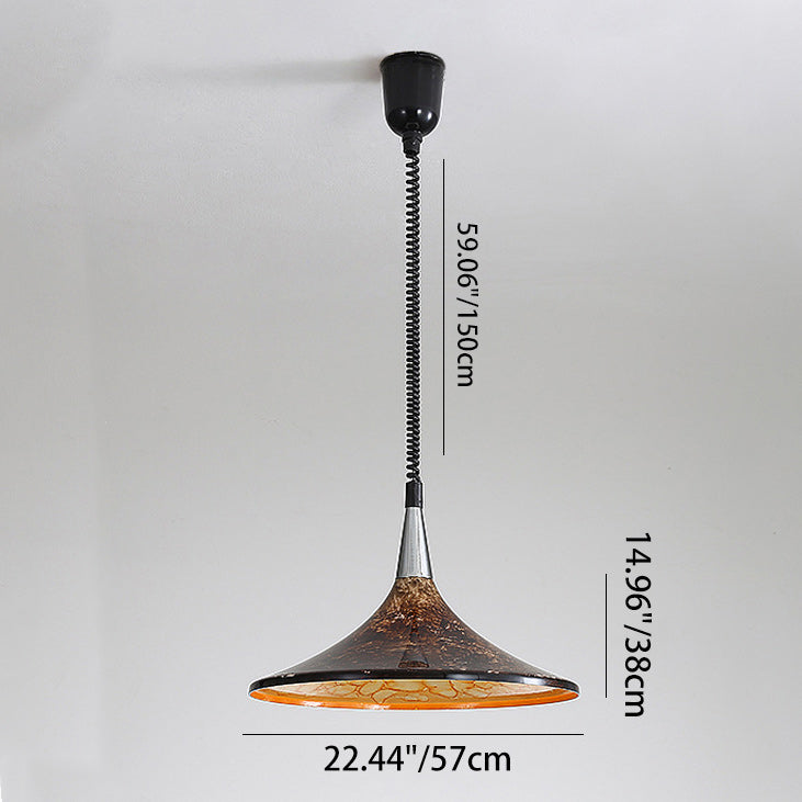 Traditional Vintage Dome Iron Acrylic 1-Light Pendant Light For Living Room