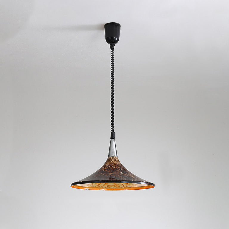 Traditional Vintage Dome Iron Acrylic 1-Light Pendant Light For Living Room