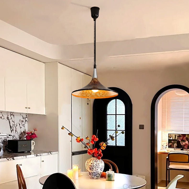 Traditional Vintage Dome Iron Acrylic 1-Light Pendant Light For Living Room