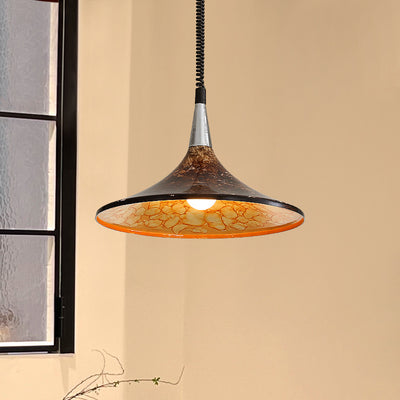 Traditional Vintage Dome Iron Acrylic 1-Light Pendant Light For Living Room