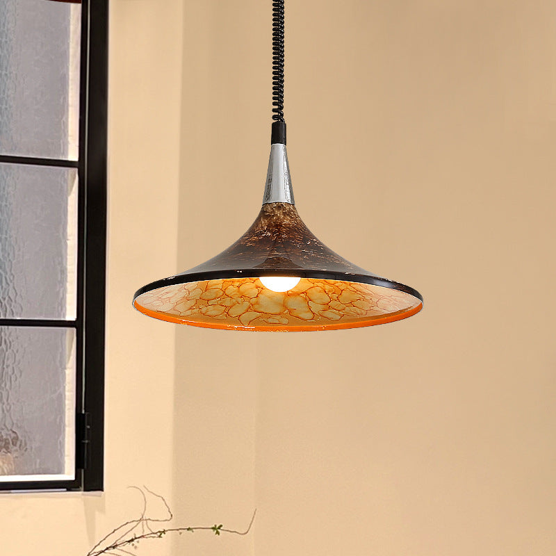 Traditional Vintage Dome Iron Acrylic 1-Light Pendant Light For Living Room