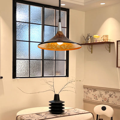 Traditional Vintage Dome Iron Acrylic 1-Light Pendant Light For Living Room