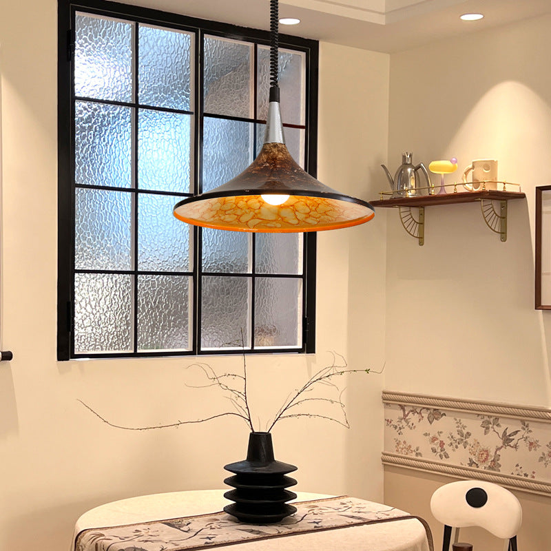 Traditional Vintage Dome Iron Acrylic 1-Light Pendant Light For Living Room