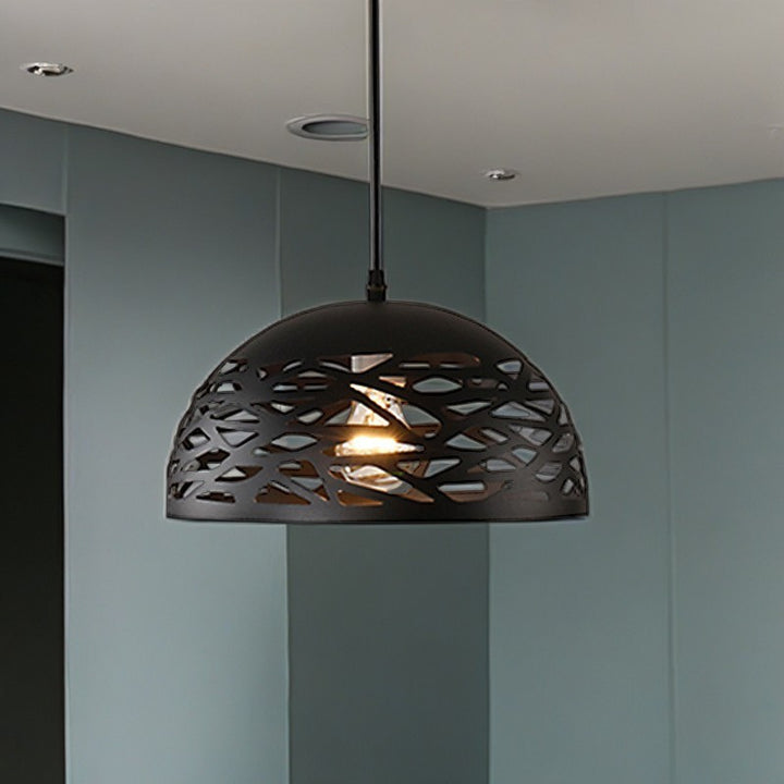 Lámpara colgante de 1 luz de hierro industrial contemporáneo para sala de estar 