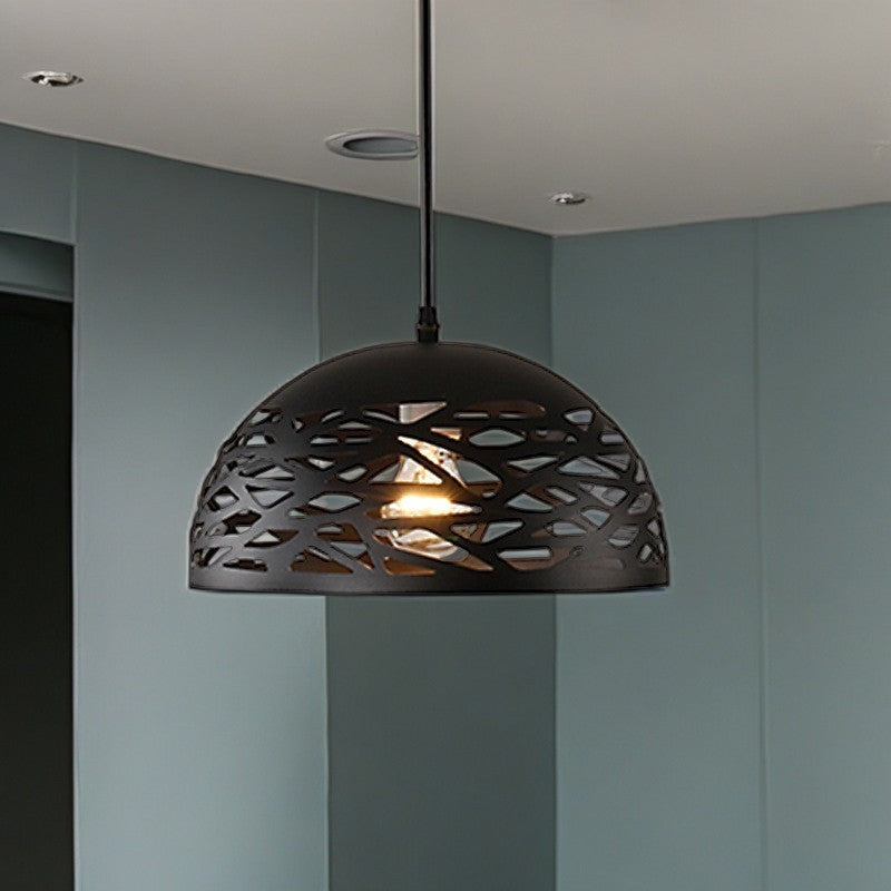 Zeitgenössische Industrielle Kuppel Eisen 1-Licht Pendelleuchte für Wohnzimmer 