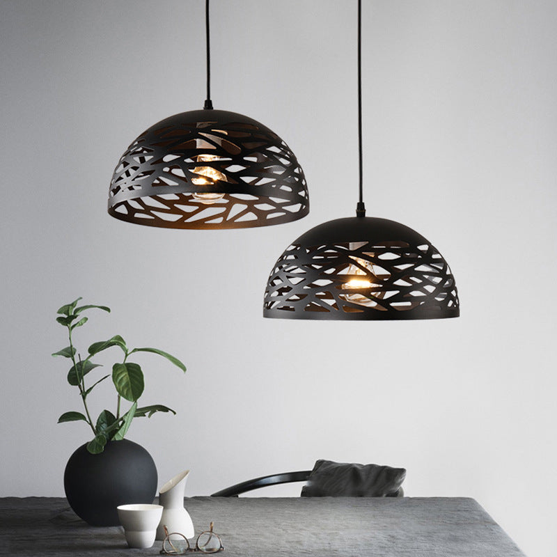 Zeitgenössische Industrielle Kuppel Eisen 1-Licht Pendelleuchte für Wohnzimmer 