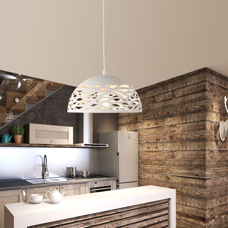 Zeitgenössische Industrielle Kuppel Eisen 1-Licht Pendelleuchte für Wohnzimmer 