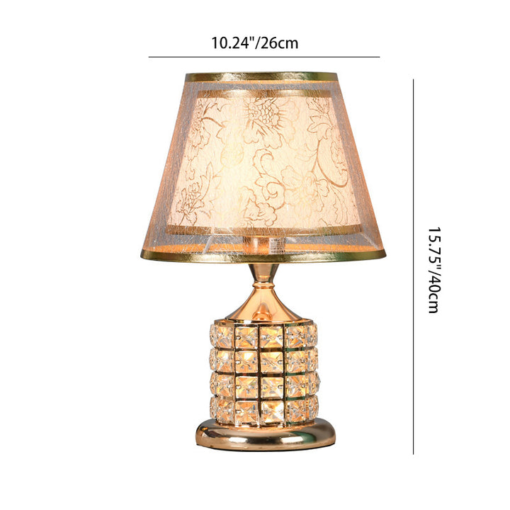 Zeitgenössische Luxus-Trommel-Eisen-Kristall-Stoff 1-Licht Tischlampe für Wohnzimmer 