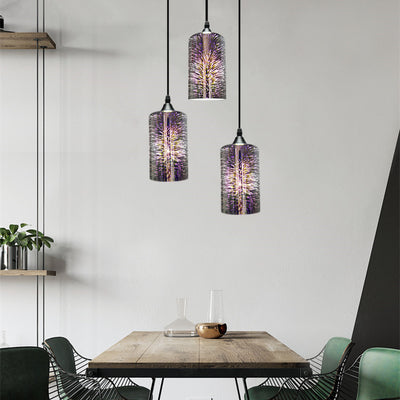 Contemporary Creative Cylinder Iron Glass 1/3-Light Pendant Light For Living Room