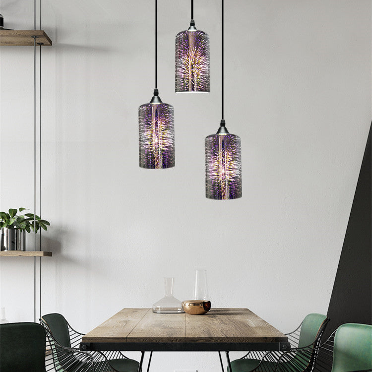 Contemporary Creative Cylinder Iron Glass 1/3-Light Pendant Light For Living Room