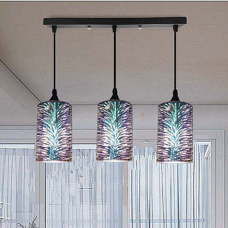 Contemporary Creative Cylinder Iron Glass 1/3-Light Pendant Light For Living Room