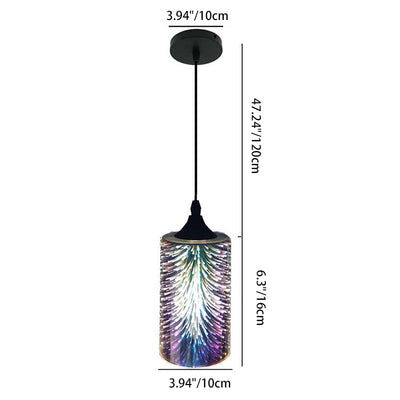 Contemporary Creative Cylinder Iron Glass 1/3-Light Pendant Light For Living Room