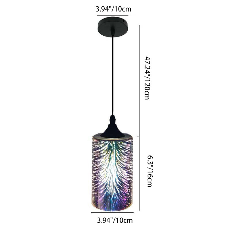 Contemporary Creative Cylinder Iron Glass 1/3-Light Pendant Light For Living Room