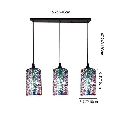 Contemporary Creative Cylinder Iron Glass 1/3-Light Pendant Light For Living Room