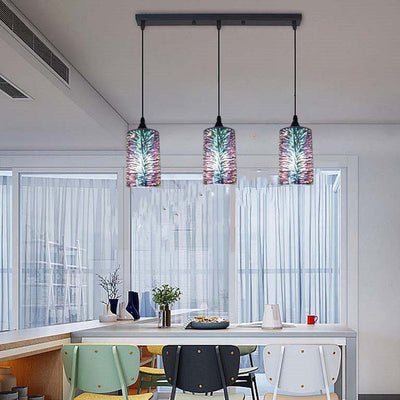Contemporary Creative Cylinder Iron Glass 1/3-Light Pendant Light For Living Room