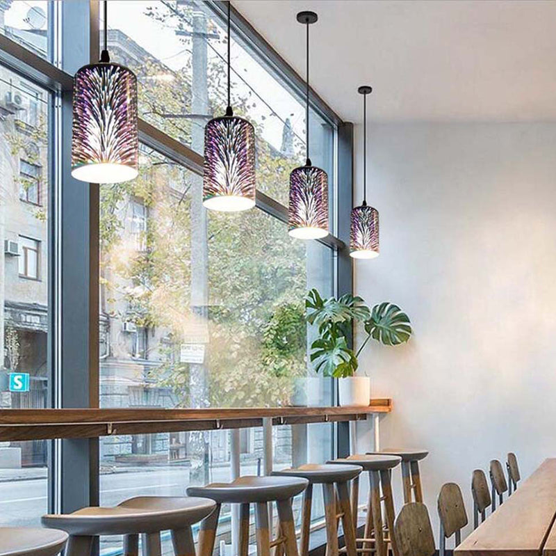 Contemporary Creative Cylinder Iron Glass 1/3-Light Pendant Light For Living Room
