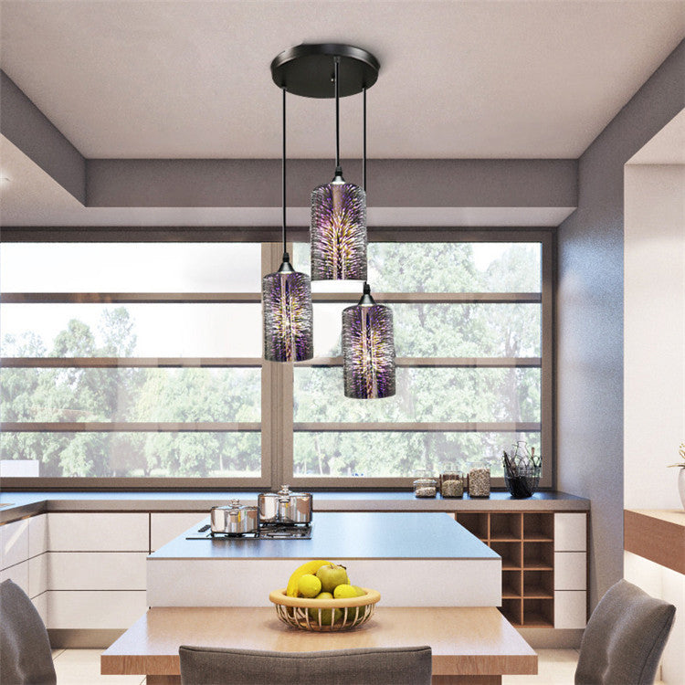 Contemporary Creative Cylinder Iron Glass 1/3-Light Pendant Light For Living Room
