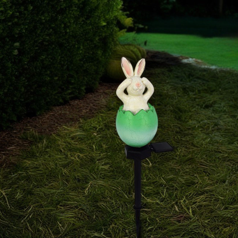 Contemporary Creative Rabbit Plastic Resin LED Solar Outdoor Landscape Light For Garden