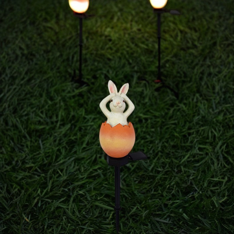 Contemporary Creative Rabbit Plastic Resin LED Solar Outdoor Landscape Light For Garden