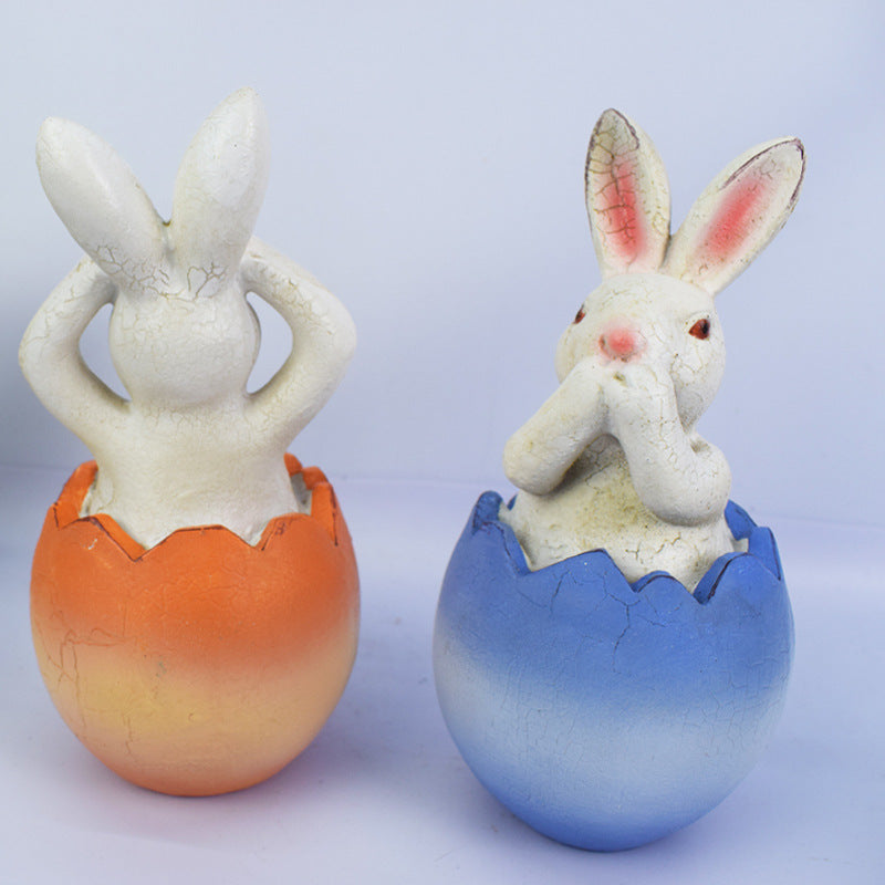 Contemporary Creative Rabbit Plastic Resin LED Solar Outdoor Landscape Light For Garden