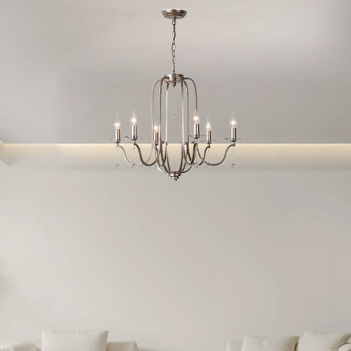 Traditional French Candlestick Iron Crystal 6/9-Light Chandeliers For Living Room