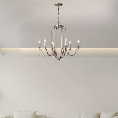 Traditional French Candlestick Iron Crystal 6/9-Light Chandeliers For Living Room